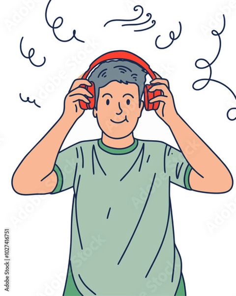 Fototapeta PEOPLE ARE USING HEADSET LISTENING TO MUSIC, SUITABLE FOR YOUR DESIGN NEEDS