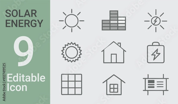 Fototapeta A picture of 9 solar bundle a house and a house with the words solar on it	
