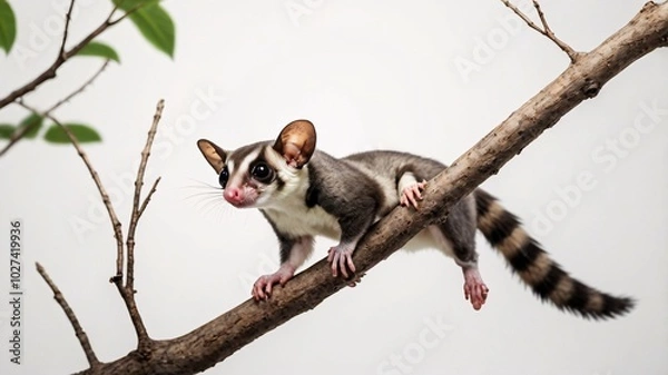 Fototapeta sugar glider gliding from branch to branch