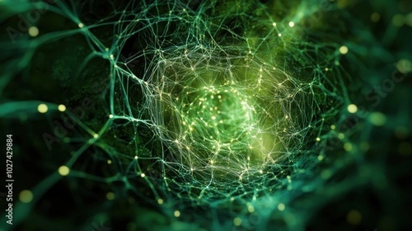 Fototapeta Mycelium Threads in an Abstract Underground View