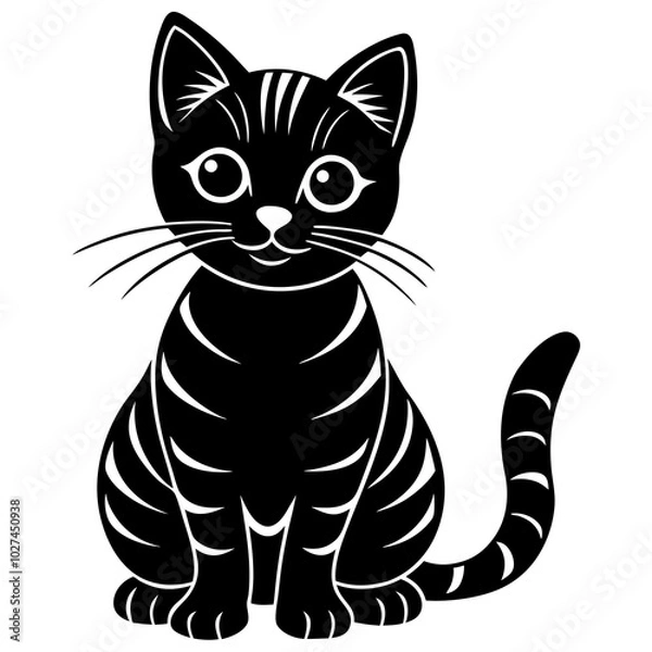 Obraz black and white cat