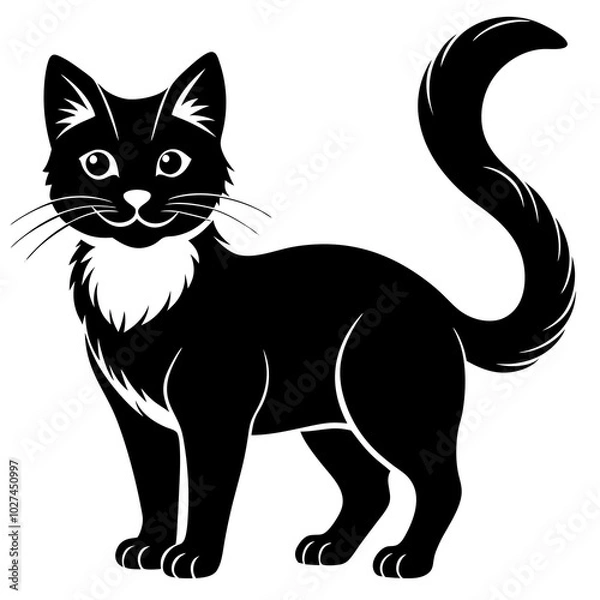 Obraz black and white cat