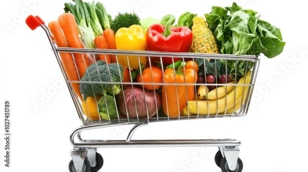 Obraz A Full Shopping Cart of Fresh Produce