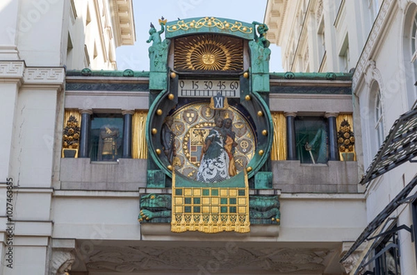 Obraz The Ankeruhr (Anchor) clock in Vienna, Austria