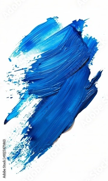 Fototapeta Blue brush stroke isolated on white background