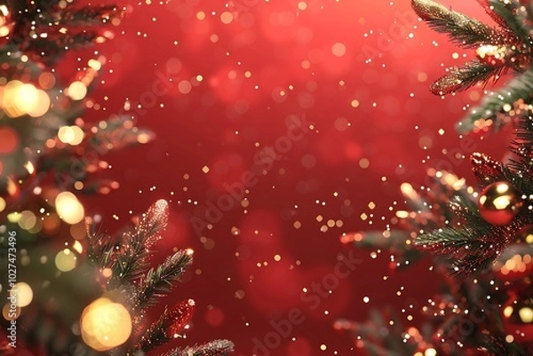 Obraz Bright 3D Christmas Decoration Render Background