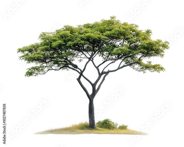 Fototapeta African Acacia Tree Standing Tall in Resilient Savannah Landscape.