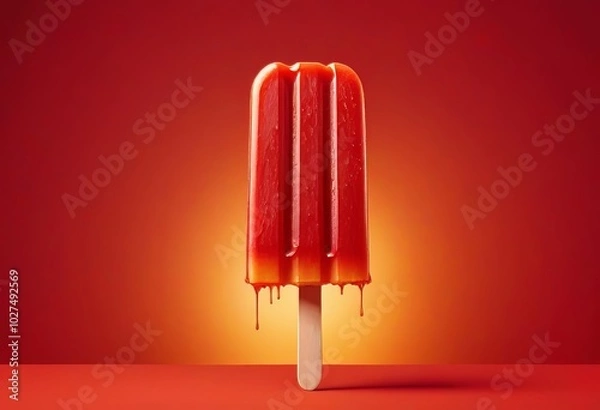 Fototapeta Orange on a stick in the orange background