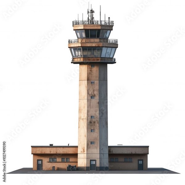 Fototapeta Modern Airport Control Tower with Observation Decks and Antennas