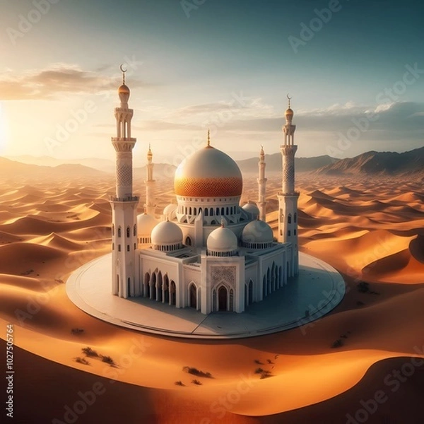 Fototapeta A mosque on a desert area
