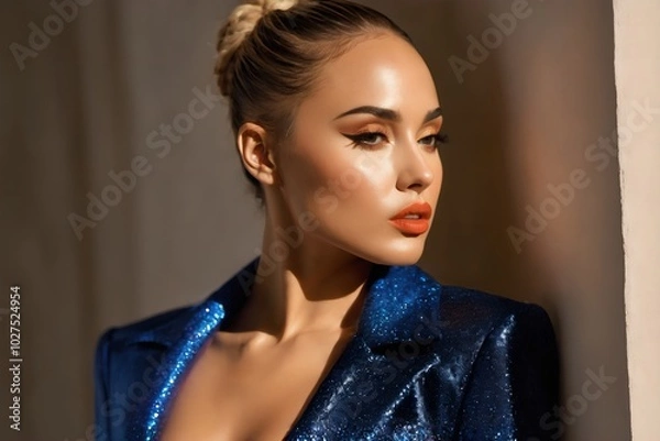 Obraz Elegant women in fashion: glamorous dresses in an aesthetic studio setting - ideal for travel and industry, creating beautiful images and creating fashionable images with versatile space for text.