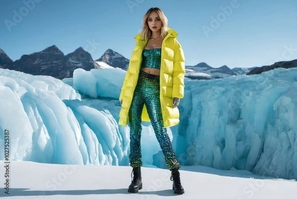 Obraz Elegant women in fashion: glamorous dresses in an aesthetic studio setting - ideal for travel and industry, creating beautiful images and creating fashionable images with versatile space for text.