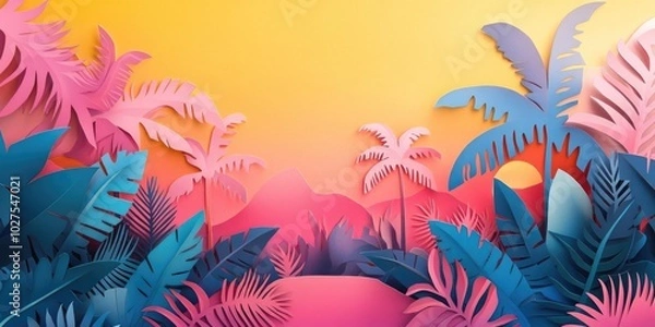 Fototapeta A perfect day in a tropical paradise, Tropical paradise in ideal weather