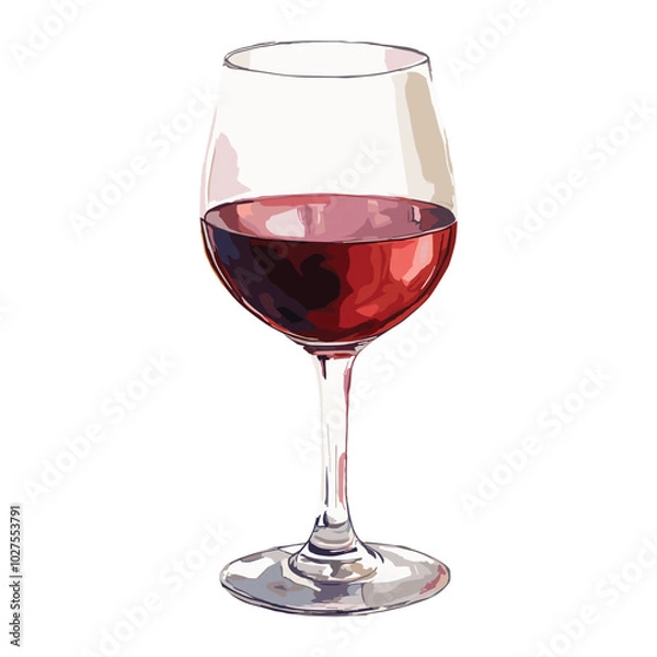 Fototapeta red wine in watercolor illustration style, isolated vector on white background