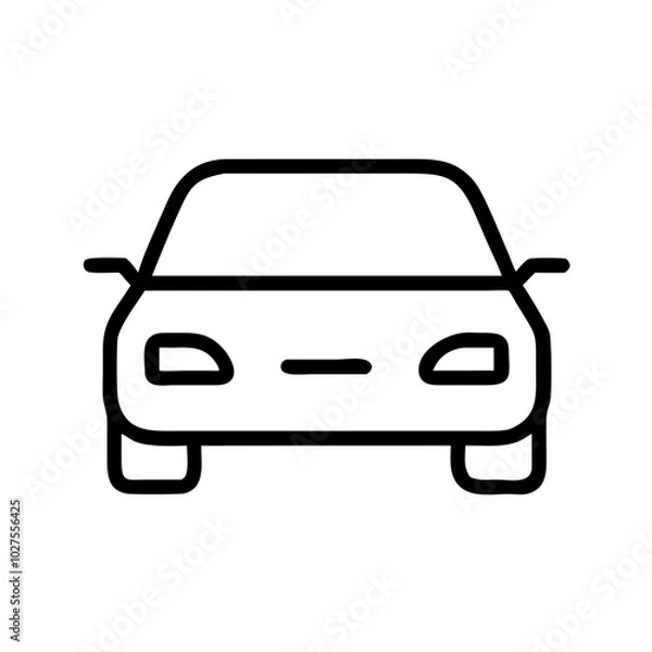 Obraz Car Front Icon in Minimalist Black Outline for Automotive and Transportation