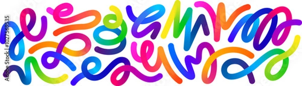 Fototapeta Color Swirl Lines with Rainbow Gradient. Vector Wave Shapes for Celebration, Parties and Carnivals Design. Abstract Ribbon Illustration