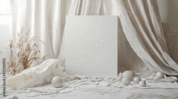 Fototapeta Elegant White Canvas on Plush Background