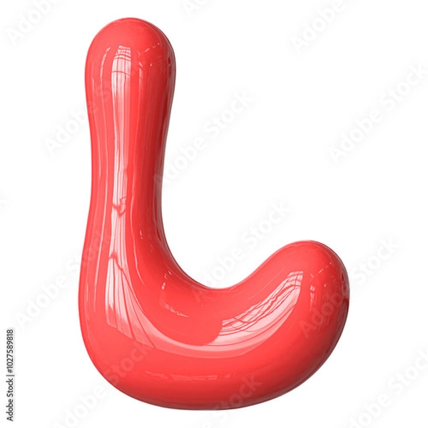 Fototapeta Bubble Letter L Font Red 3D Render