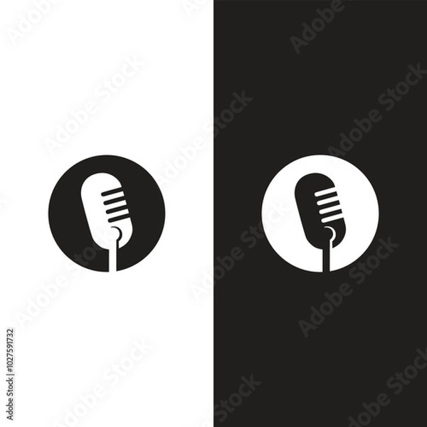 Fototapeta Microphone vector icon on white background