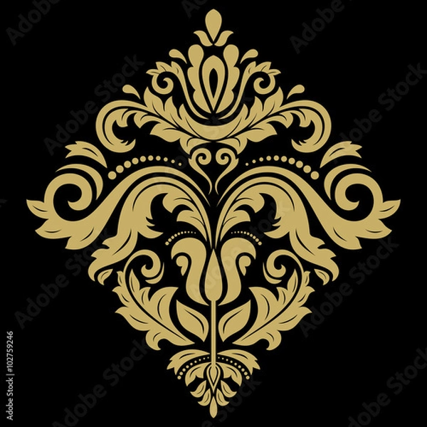 Fototapeta Oriental vector golden pattern with arabesques and floral elements. Traditional classic ornament