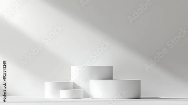 Obraz A banner for the online camera shop, with 4 podiums in different sizes against a simple background
