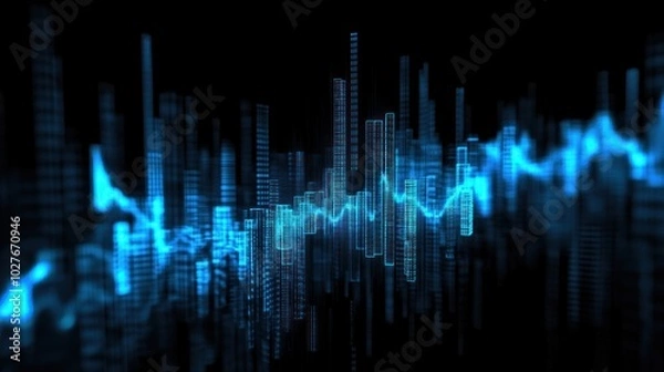 Fototapeta Blue Holographic Data Visualization Background