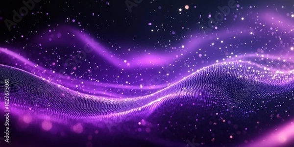 Fototapeta Abstract Futuristic Waves with Subtle Sparkles