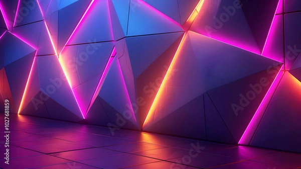 Obraz Abstract 3D Purple and Orange Neon Light Background