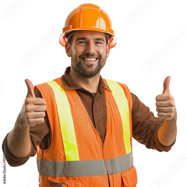Obraz construction worker showing thumbs up