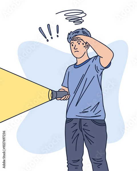Fototapeta PERSON HOLDING A FLASHLIGHT / LIGHTING EQUIPMENT, UNIQUE AND COOL DESIGN SUITABLE FOR YOUR DESIGN NEEDS, VECTOR FILE