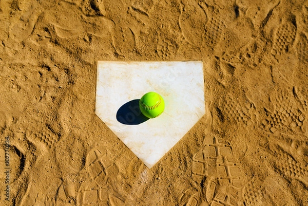 Obraz Softball in a softball field in California mountains
