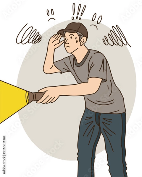 Fototapeta PERSON HOLDING A FLASHLIGHT / LIGHTING EQUIPMENT, UNIQUE AND COOL DESIGN SUITABLE FOR YOUR DESIGN NEEDS, VECTOR FILE