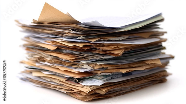 Fototapeta business documents and papers sprawled across a desk, symbolizing overwhelming workloads, disorganization, and the challenges of managing information overload