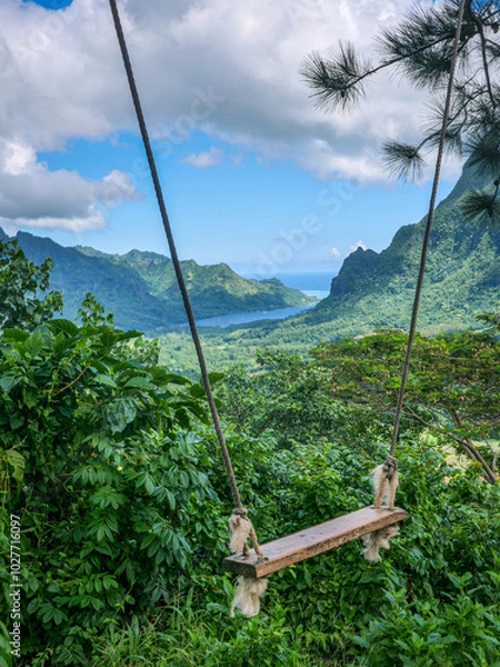 Fototapeta Vue depuis le Col des Trois Pinus sur l'île de Moorea en Polynésie Française