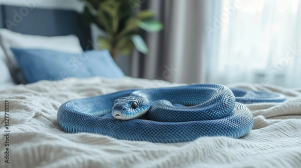 Obraz Blue Python on a Bed