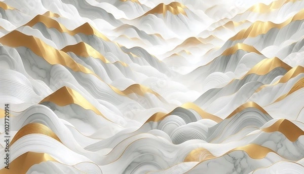 Fototapeta white marble texture with golden veins background,generative ai