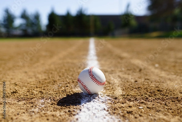 Obraz Baseball in a baseball field in California mountains