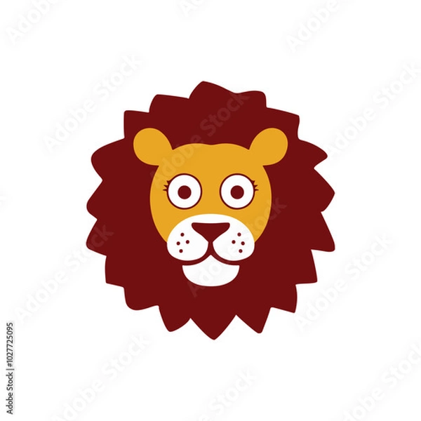 Fototapeta Simple Minimalist Funny Lion Vector – Colorful Design on White Background
