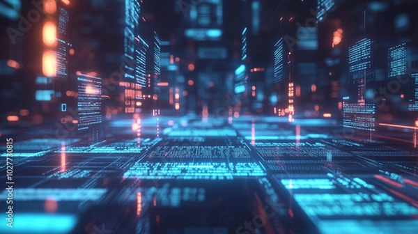 Fototapeta 輝くデジタル空間