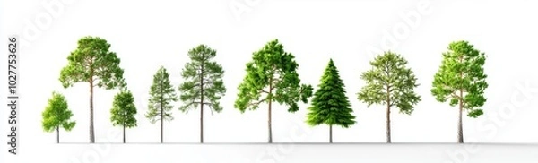 Fototapeta Isolated png of Pinus Pinaster Aiton (maritime, cluster)pine bush and tree with transparent background perfectly cut out medium-sized Pinaceae mountain pine tree