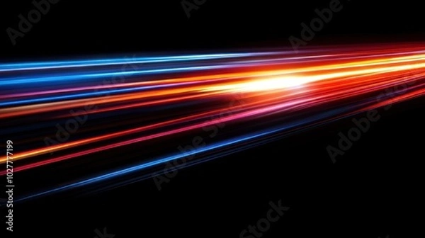 Fototapeta Futuristic background light speed network digital lines glowing technology cybernetic wallpaper AI generated image