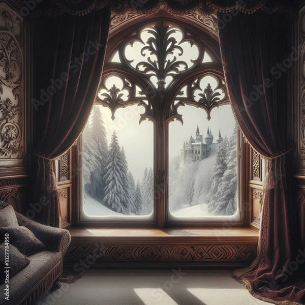 Fototapeta window with curtains