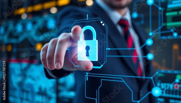 Obraz Cyber Lockpad.  Cybersecurity Concept.