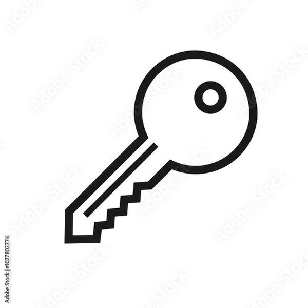 Fototapeta Key - line icon with editable stroke. Simple outline symbol. Vector illustration