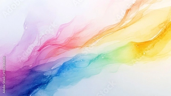 Fototapeta Abstract Rainbow Watercolor Painting with Fluid Swirls