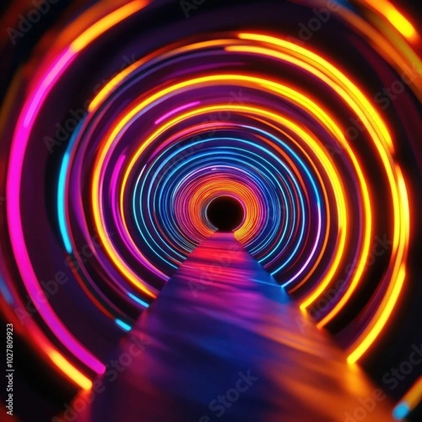 Fototapeta neon labyrinth going into the distance 3 D