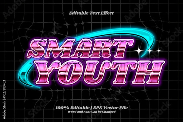 Obraz Smart Youth Gradient template Y2K Editable text Effect Style