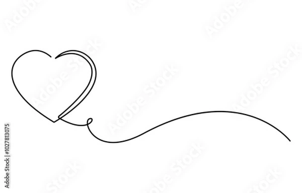 Fototapeta Continuous line drawing of heart love