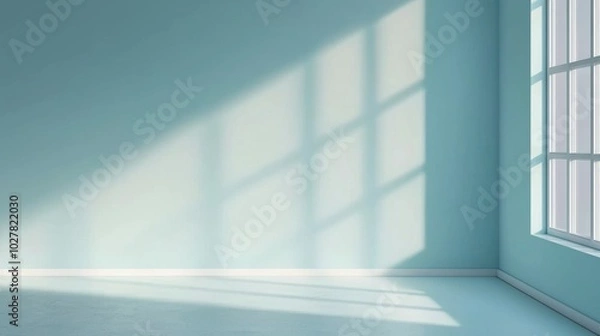 Fototapeta Bright empty room with soft shadows.