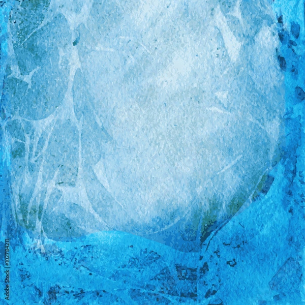 Fototapeta Abstract blue watercolor vector background, Designed grunge paper texture, cyan artistic vector backdrop, hand drawn style for design menu, wallpaper, beauty salon, natural product, template cosmetic